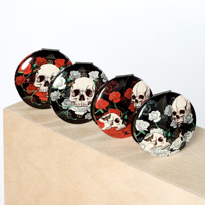 Skulls and Roses Compact Mirror | Gothic | Mini Letterbox Gift