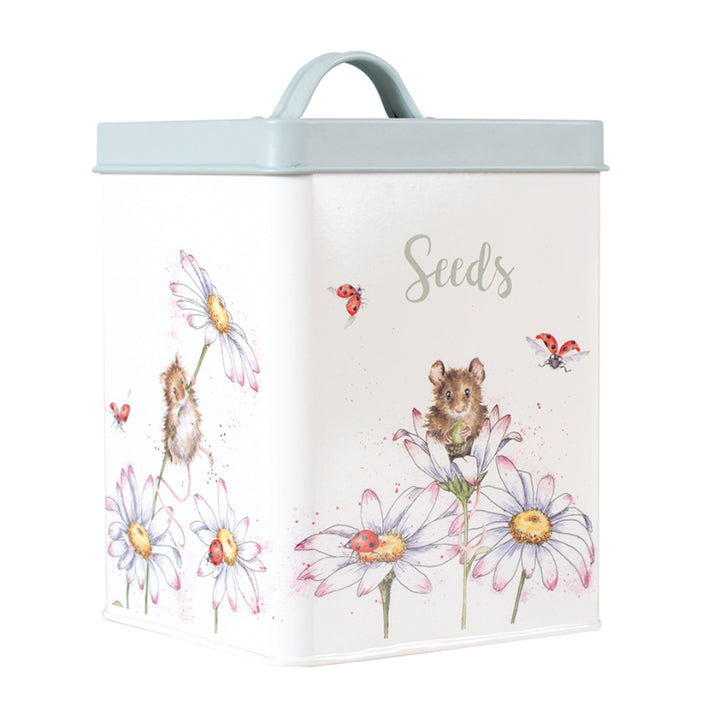 Mouse & Daisies Illustrated Seed Tin | Gardener Gift | Wrendale Designs