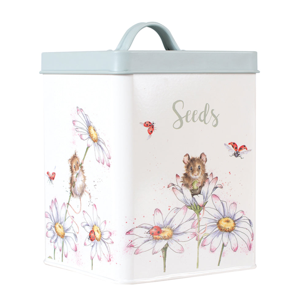 Mouse & Daisies Illustrated Seed Tin | Gardener Gift | Wrendale Designs