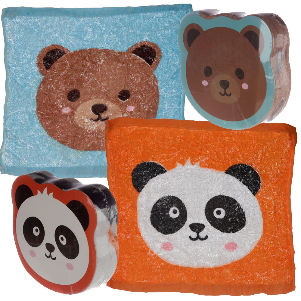Bear or Panda | Compressed Flannel | Single | Little Gift | Cracker Filler