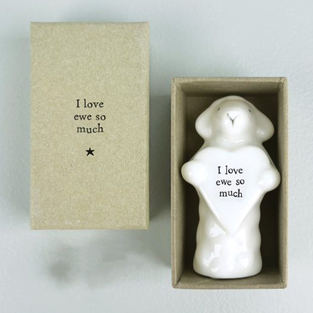 I Love Ewe So Much | Porcelain Sheep & Heart | Little Gift | Cracker Filler