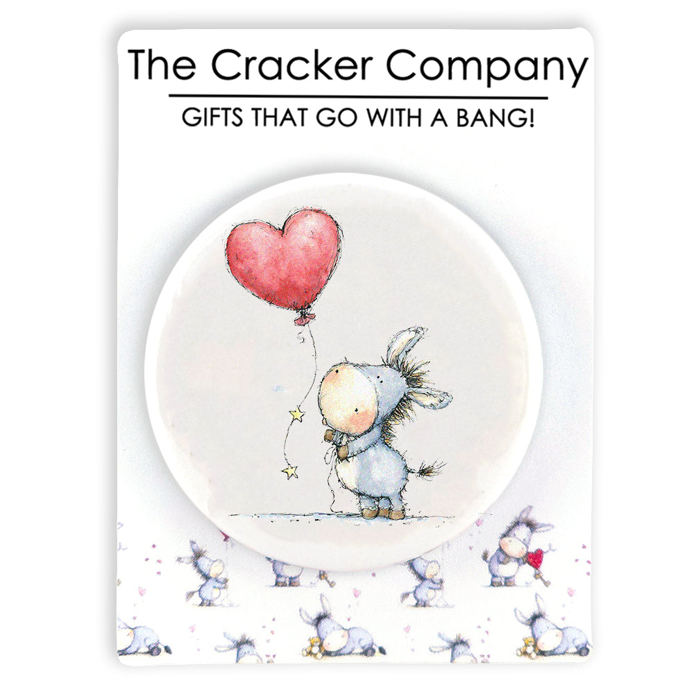 Cute Donkey Love | 38mm Button Pin Badge | Little Valentines Cracker Filler