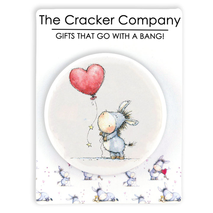 Cute Donkey Love | 38mm Button Pin Badge | Little Valentines Cracker Filler