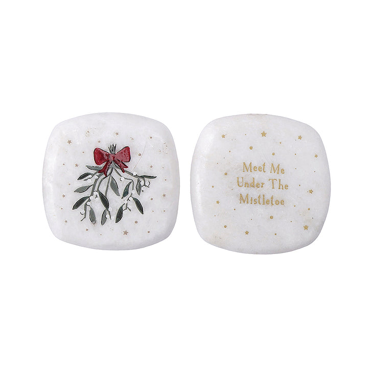 Meet Me Under Mistletoe | 5cm Ceramic Pebble Keepsake | Cracker Filler | Little Gift