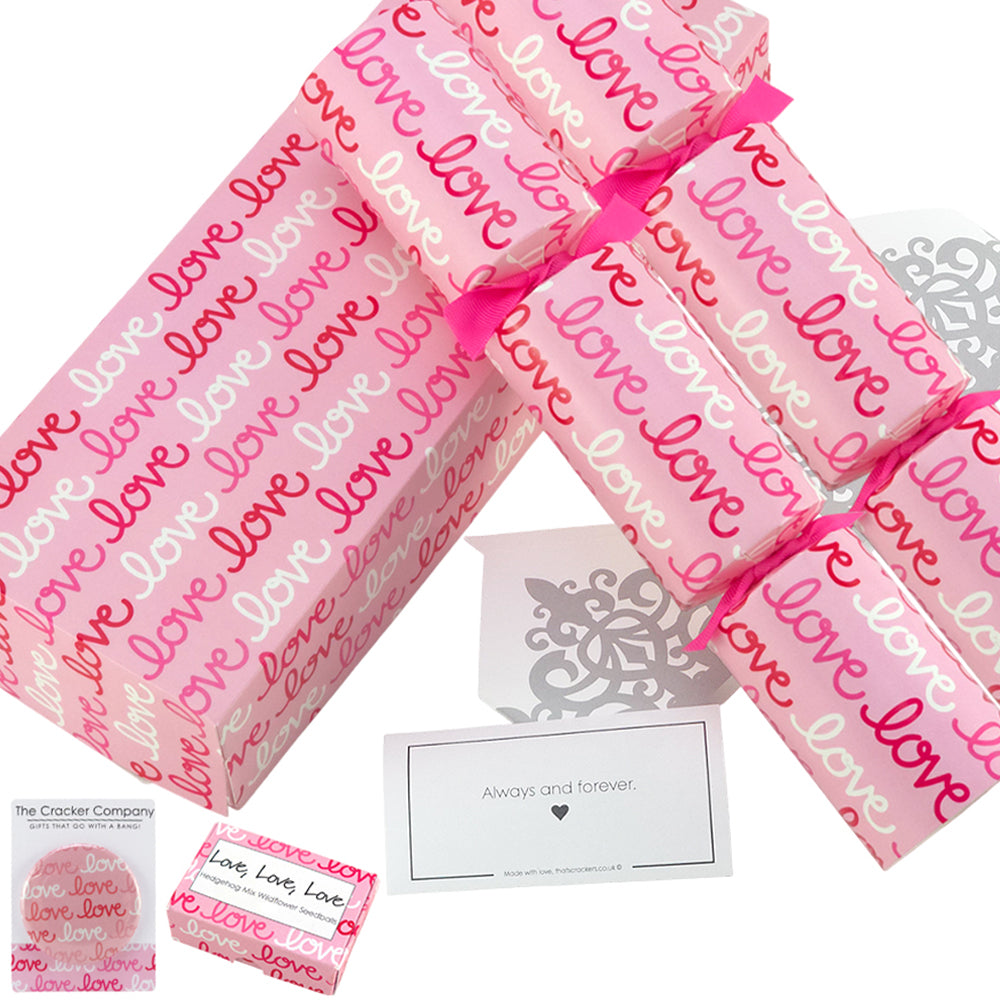 Love Love Love | Pair of Filled Valentine's Day Crackers | Choice of Gifts
