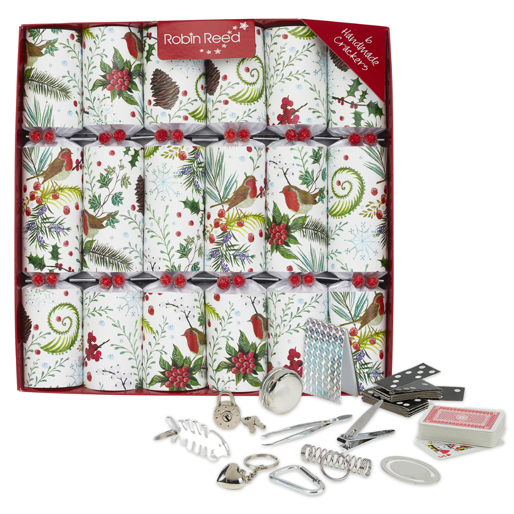 6 Festive Foliage Christmas Crackers | 30cm | Filled with Non-Plastic Gifts