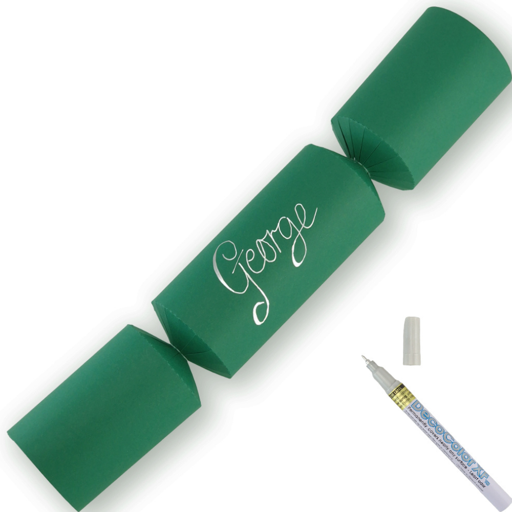 Rich Green | 12 Personalise Your Own Crackers | Make &amp; Fill Your Own | With Pen