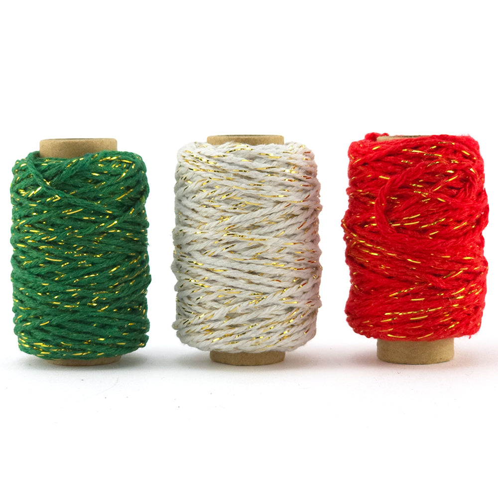 Bakers Twine Trio | 2mm Wide | 25m Reels | Gift Wrap &amp; Cracker Tying