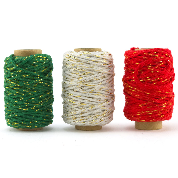Bakers Twine Trio | 2mm Wide | 25m Reels | Gift Wrap &amp; Cracker Tying