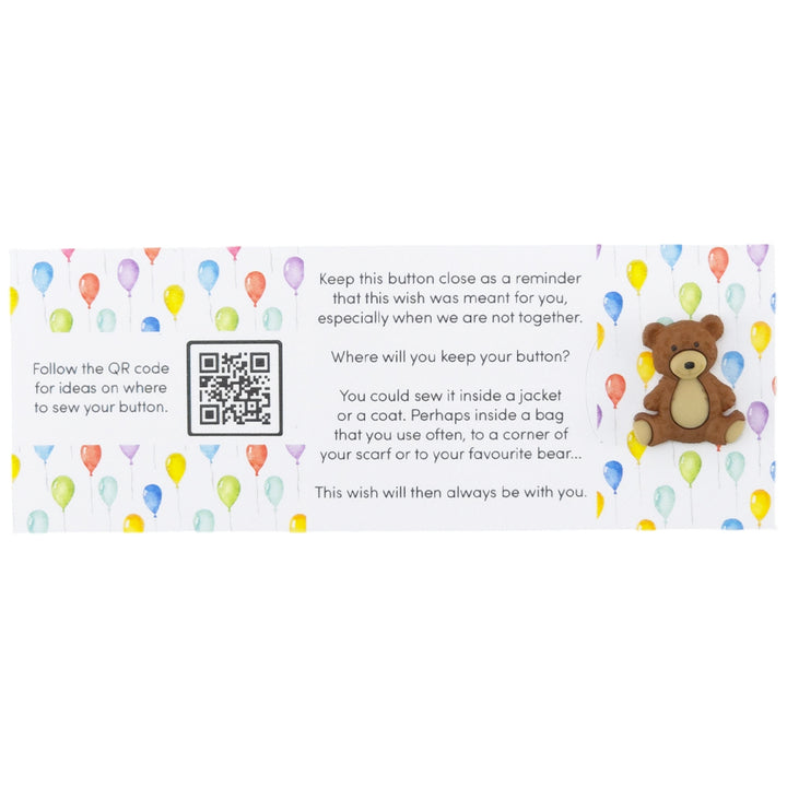 Happy Birthday | Teddy Bear | Button Wishes Sew On Token | Mini Cracker Filler