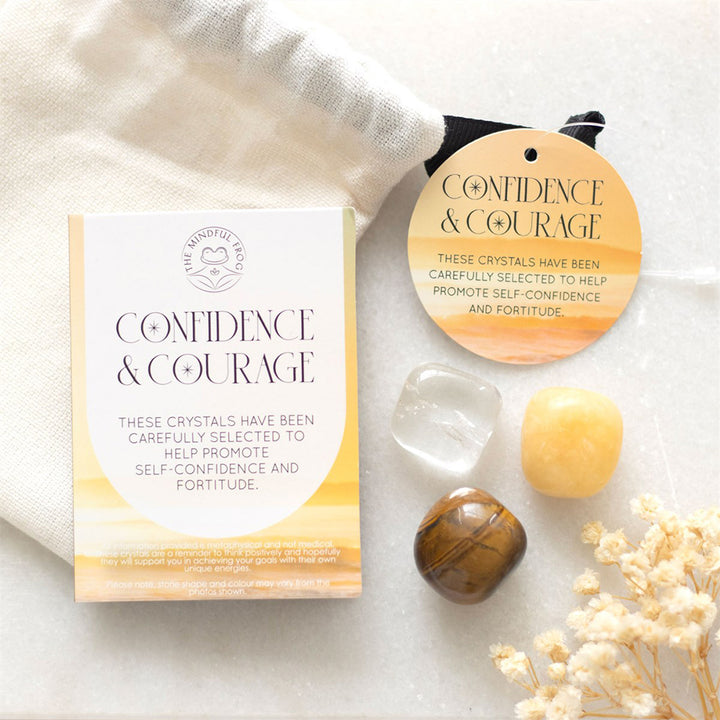 Confidence & Courage | Healing Crystal Set & Bag | Little Gift | Cracker Filler