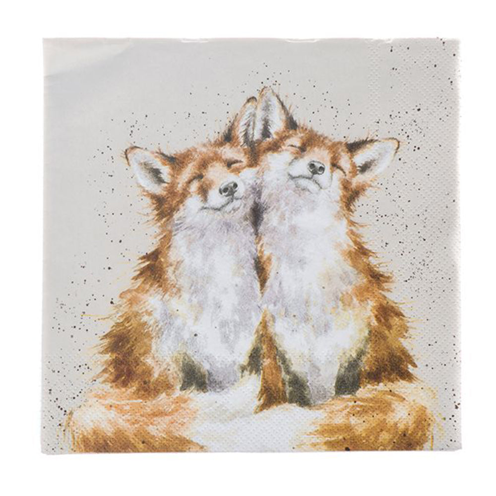 Contented Foxes | 20 3ply Beverage Napkins | Wrendale Designs