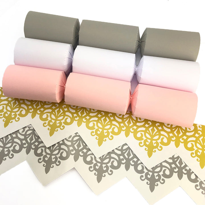 Grey &amp; Pink Tones | Craft Kit to Make 12 Crackers | Recyclable | Cracker Making