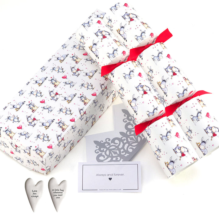 Cute Donkey Love | Pair of Filled Valentine's Day Crackers | Choice of Gifts