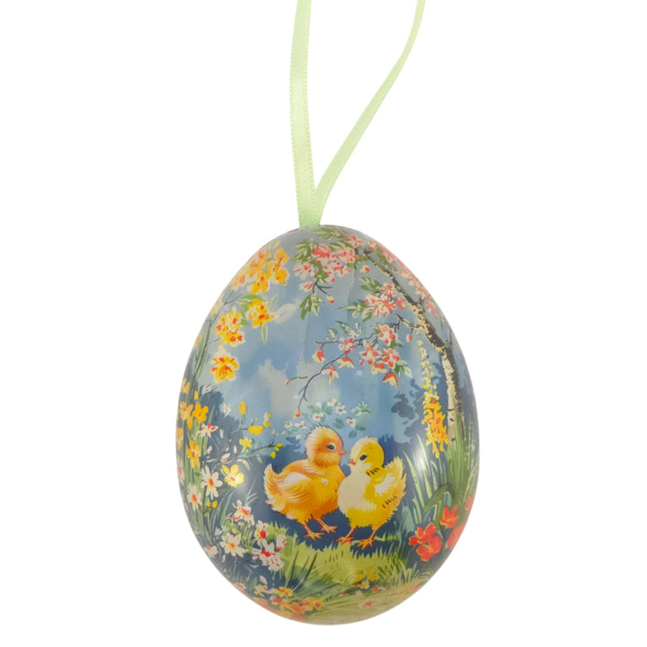 Vintage Style Two Part Hanging Tin Eggs | Fillable Easter Tree Decorations | 7cm