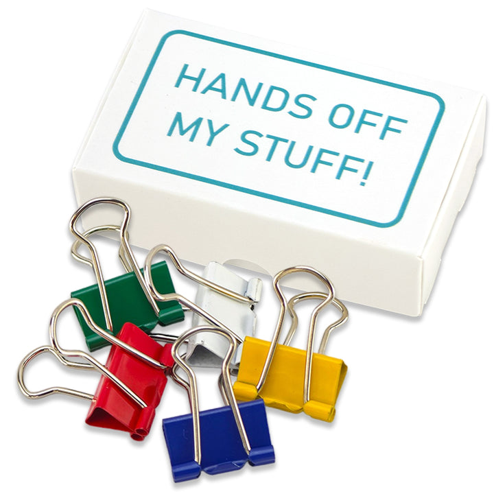 Hands Off My Stuff! | Mini Box of Bulldog Clips | Office Banter | Cracker Filler