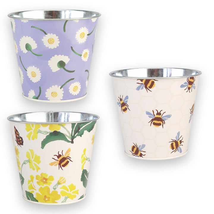 Trio of Tinware Planters | Bee & Spring Herb Pots | Emma Bridgewater | Gift Idea