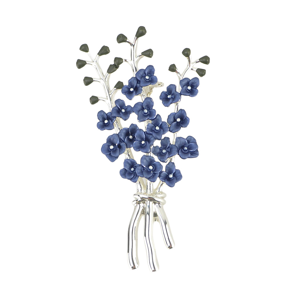 Delphinium Silver Plated Flower Brooch | 5cm Tall | Little Gift for Ladies | Cracker Filler
