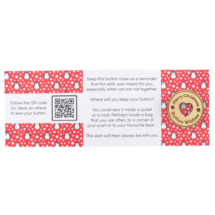 Snowtime Penguin | Button Wishes | Merry Christmas Sew On Token | Little Gift