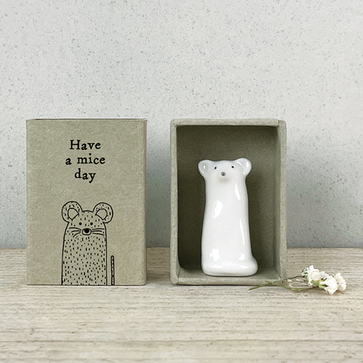 Have a Mice Day | Ceramic Mouse in a Matchbox | Cracker Filler | Little Gift