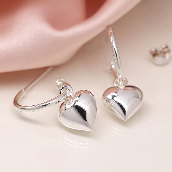 Sterling Silver Hoop & Heart Drop Earrings | Mini Gift | Cracker Filler