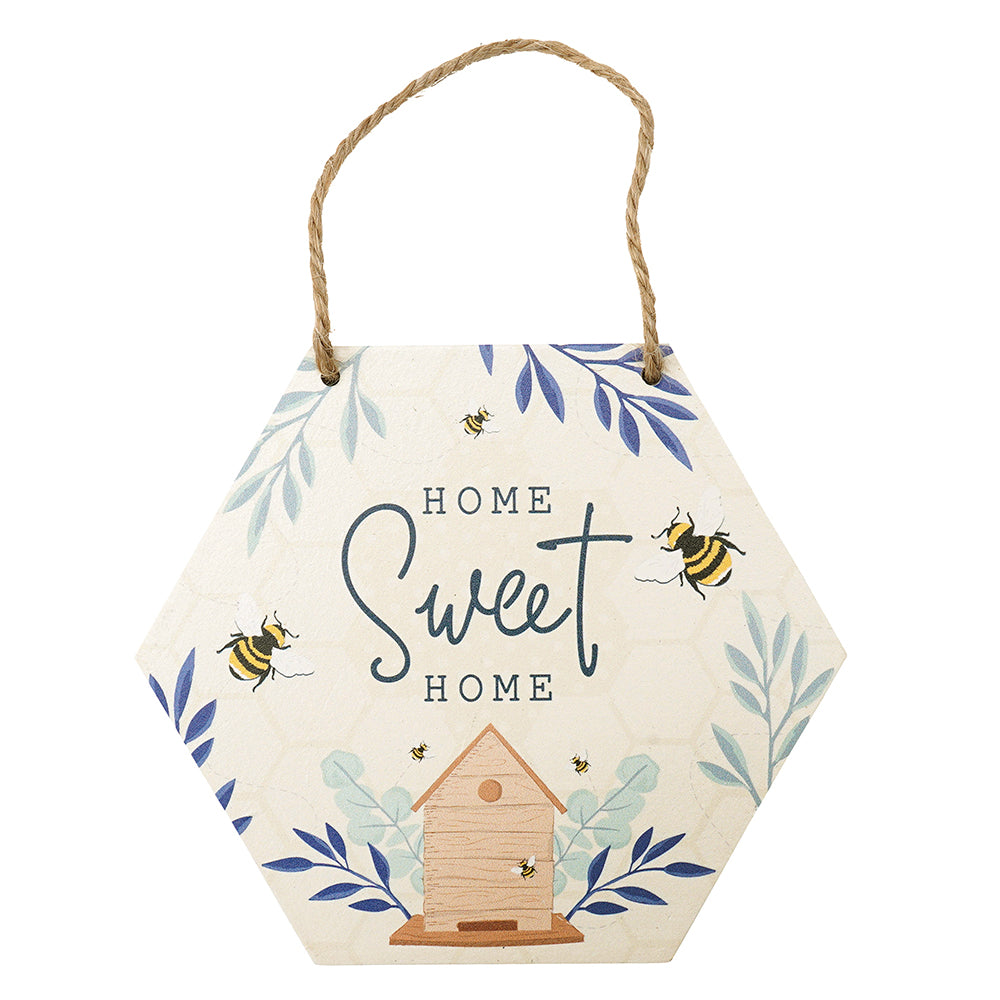 Home Sweet Home Wooden Bee Themed Hanging Plaque | Letterbox Gift