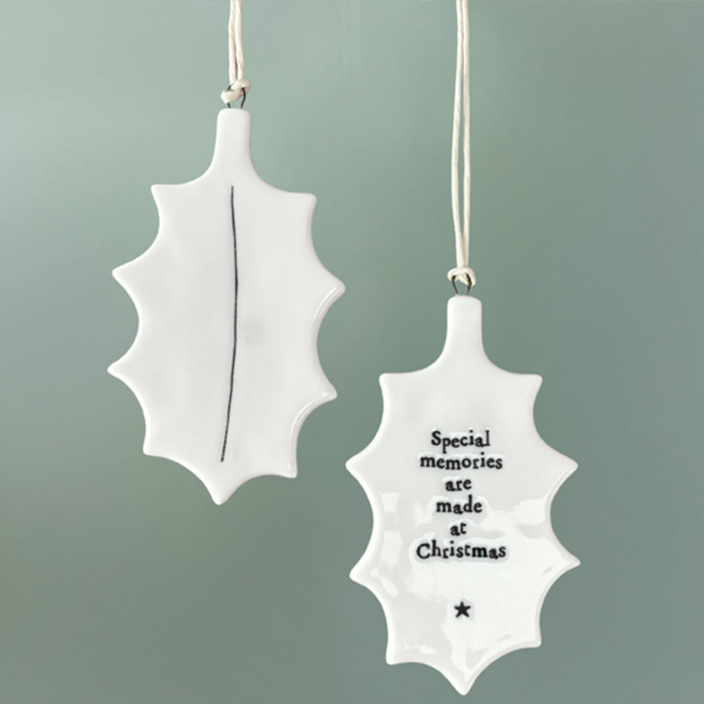 Christmas Special Memories | Flat Porcelain Holly Ornament | Cracker Filler Gift
