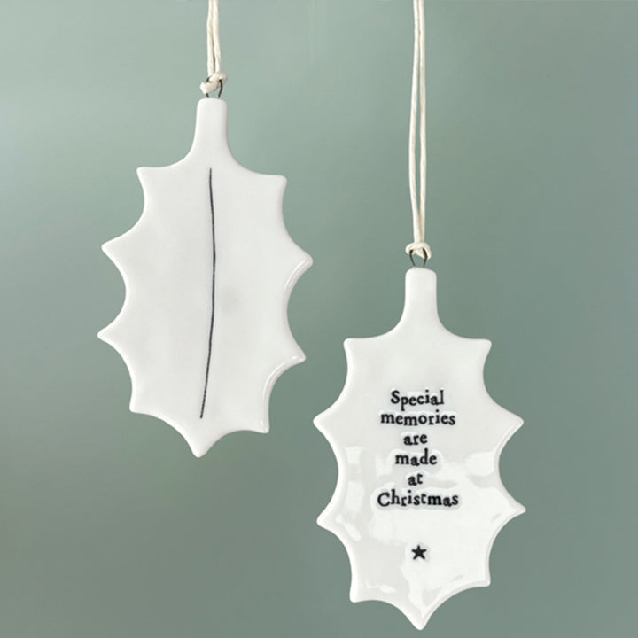 Christmas Special Memories | Flat Porcelain Holly Ornament | Cracker Filler Gift