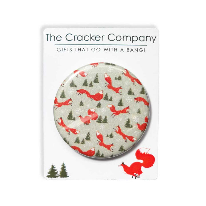 Christmas Fox | 38mm Button Pin Badge | Little Gift | Cracker Filler