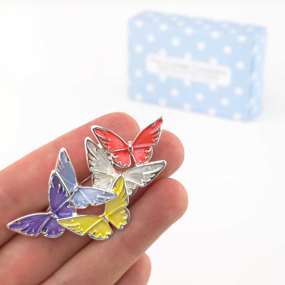 Large Butterfly Kaleidoscope | Silver Tone Brooch | Little Gift | Cracker Filler