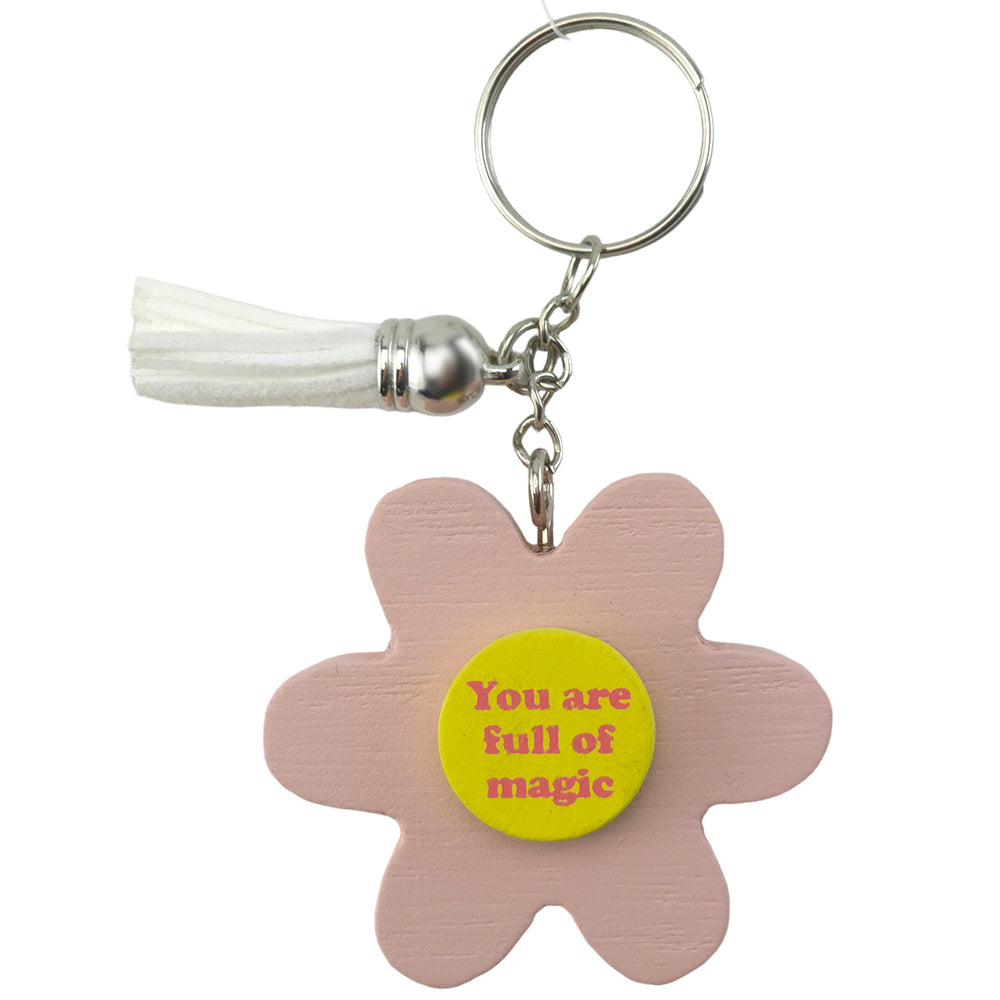 FULL OF MAGIC | Retro Flower Keyring & Tassel | Little Gift | Cracker Filler