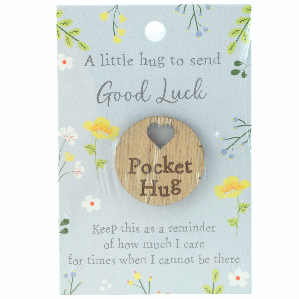 GOOD LUCK | Wooden Pocket Hug on Card | Little Gift | Cracker Filler