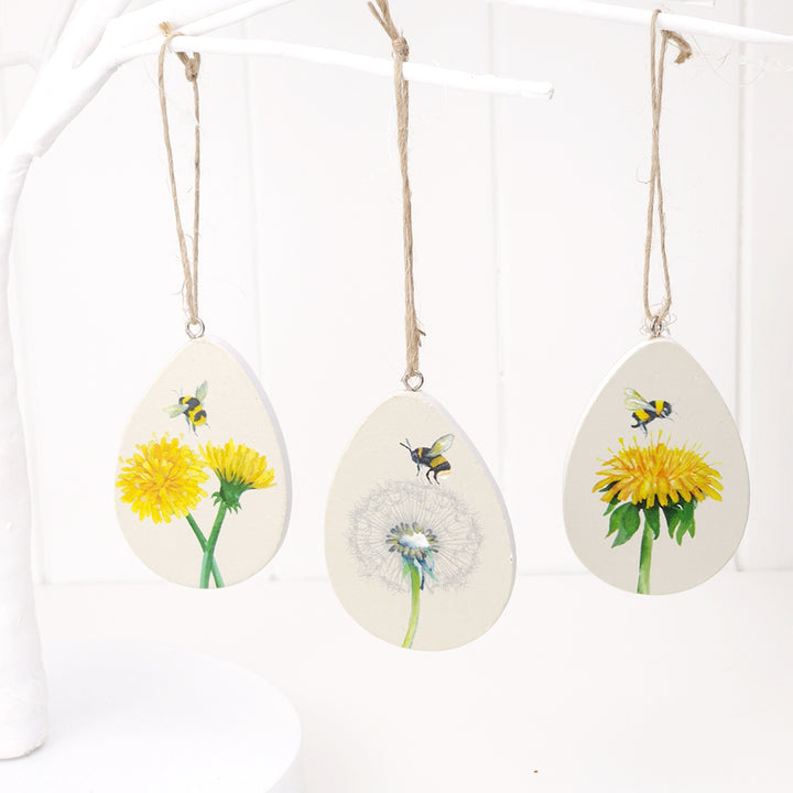 Bee & Dandelion Easter Tree Decoration | Hanging Wooden Ornament | Gisela Graham