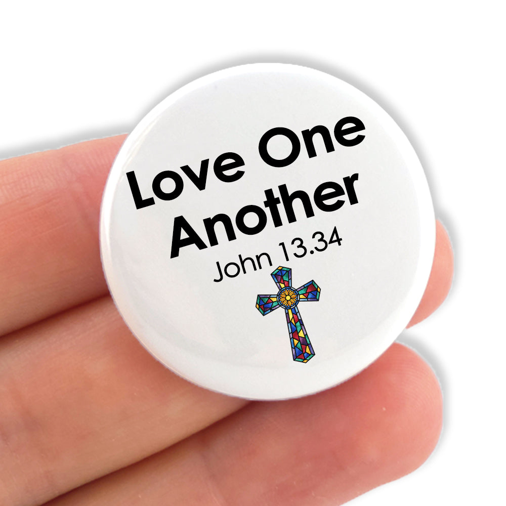 Love One Another | John 13:34 | 38mm Pin Badge | Cracker Filler