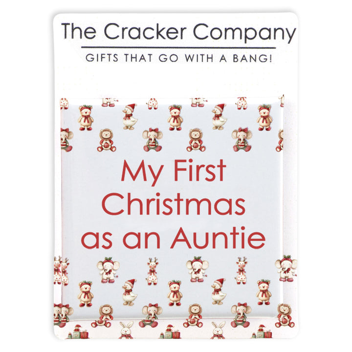 My First Christmas as an Auntie | 38mm Square Pin Badge | Cracker Filler Gift