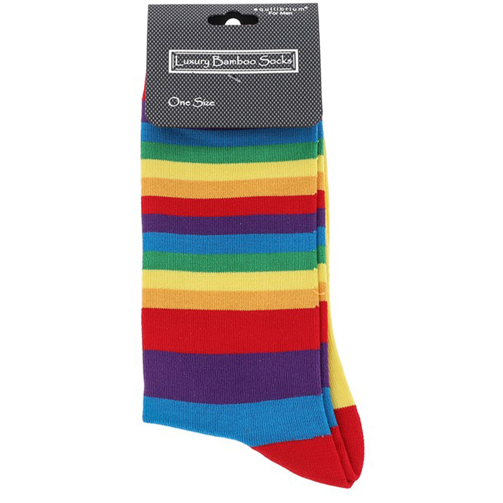 Bright Rainbow Stripe | Luxury Bamboo Socks | Mens | One Size