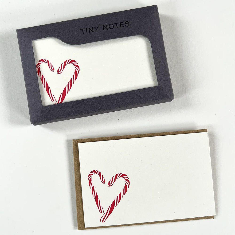 Candy Cane Heart | Set of 10 Tiny Notecards &amp; Envelopes | Little Gift