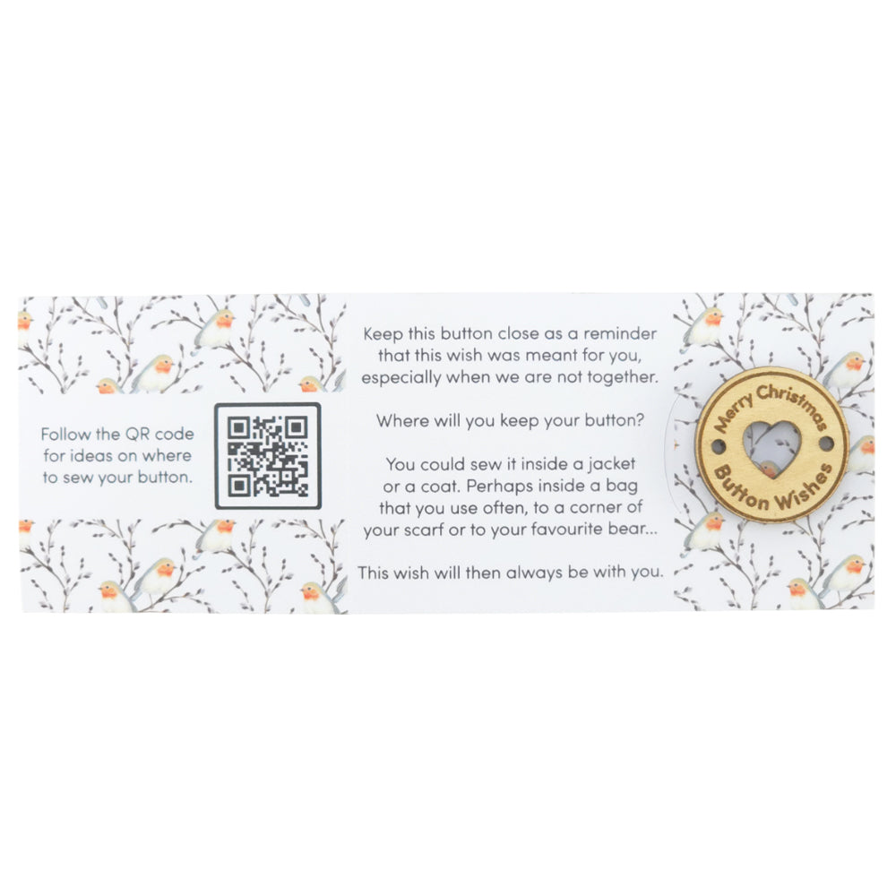 Willow & Robin | Button Wishes | Merry Christmas Sew On Token | Cracker Filler