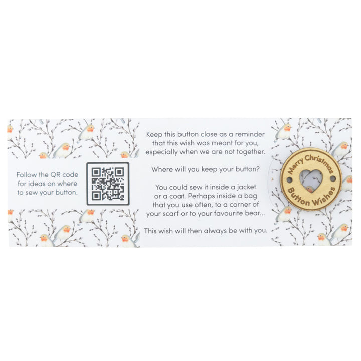 Willow & Robin | Button Wishes | Merry Christmas Sew On Token | Cracker Filler