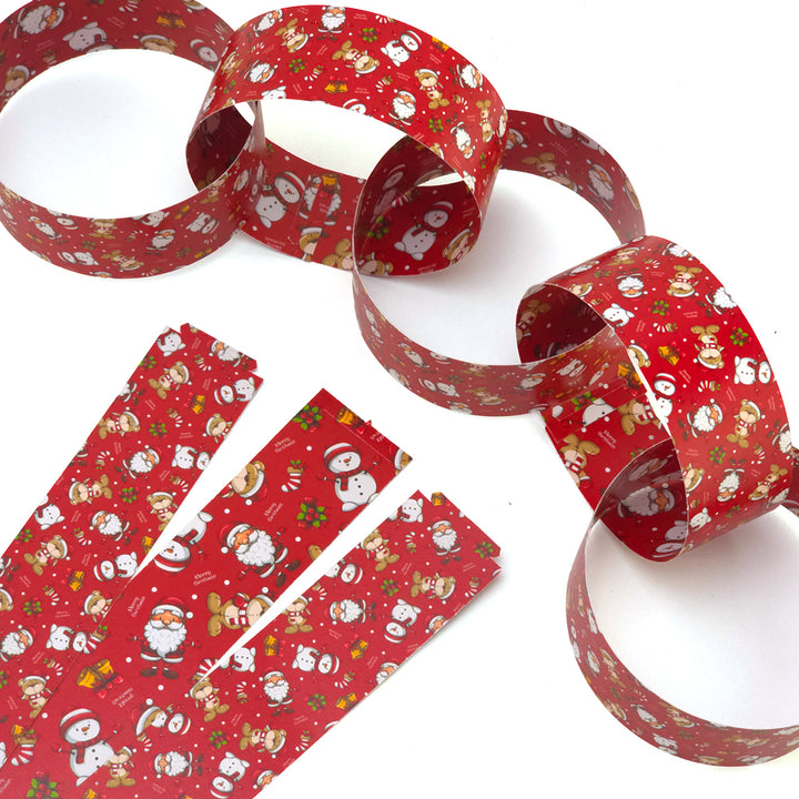 30 Reusable Christmas Paper Chains | Santa &amp; Friends | No Glue Needed | 2.5m