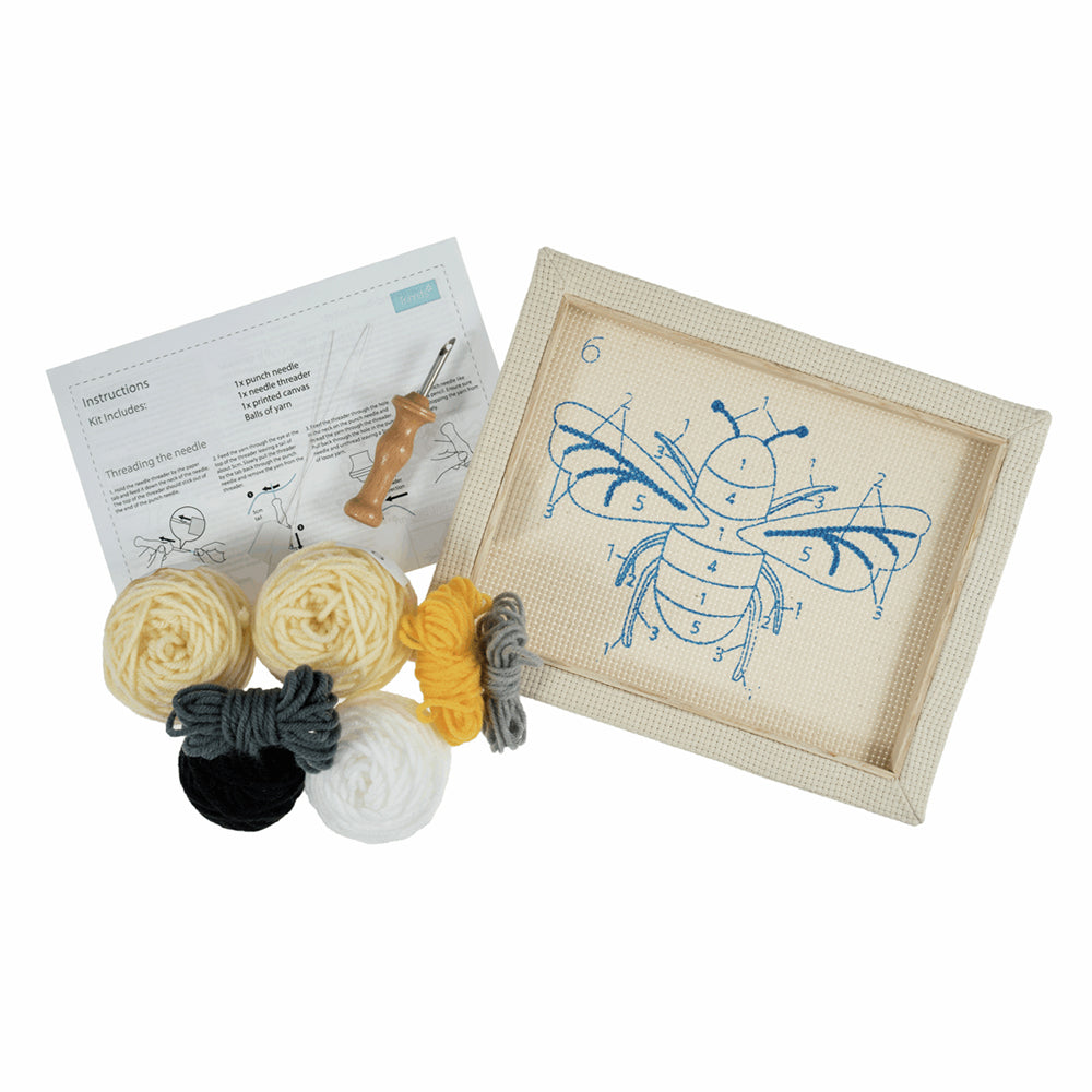 Buzzy Bee | Framed Punch Needle Craft Kit | Gift Boxed Set