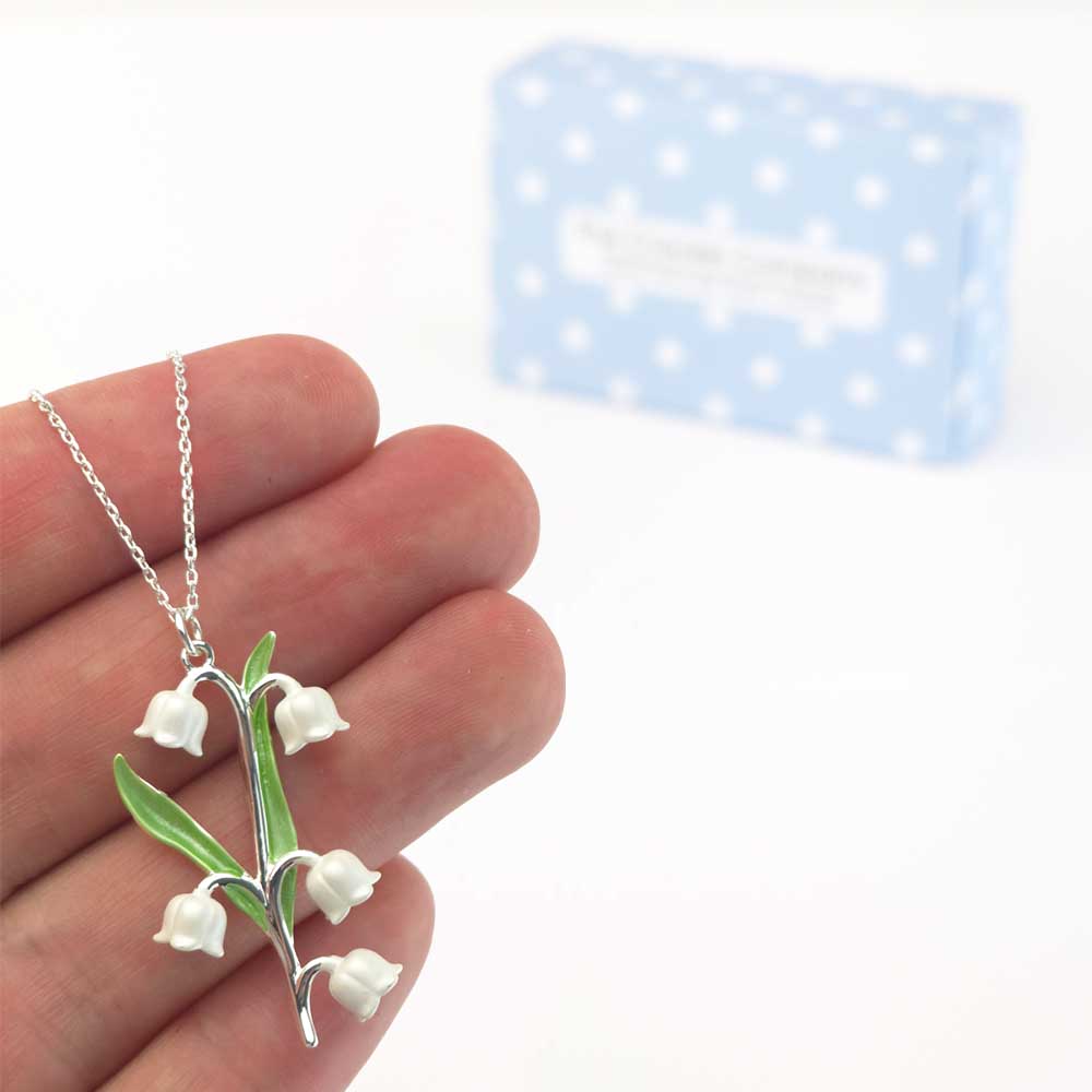 White Lily of the Valley Necklace | Pendant on Chain | Little Gift | Cracker Filler