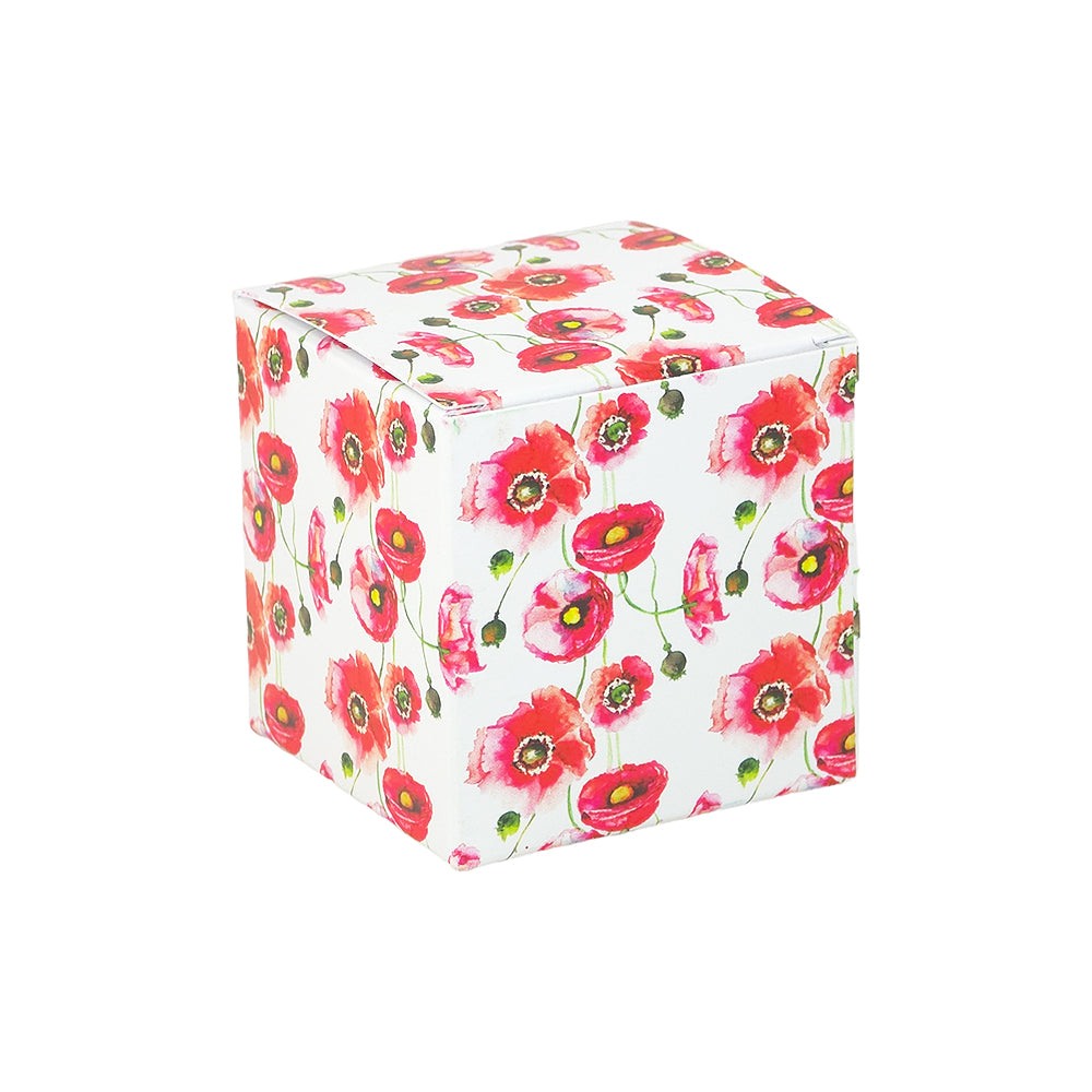 Watercolour Poppy | Little Gift Box | 5cm Cube | 6 Boxes