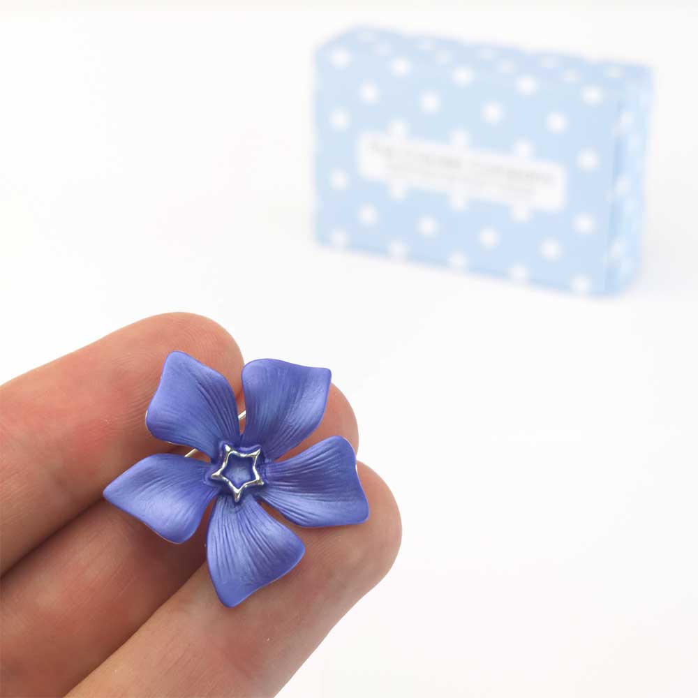 Pretty Periwinkle Brooch | Deep Blue | 3cm Wide | Little Gift | Cracker Filler