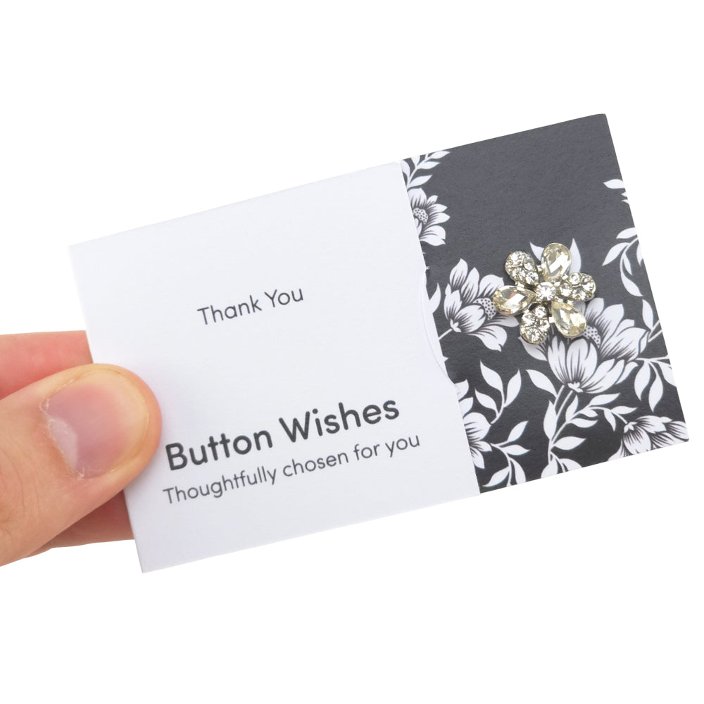 Thank you | Diamante Flower | Button Wishes Sew On Token | Cracker Filler
