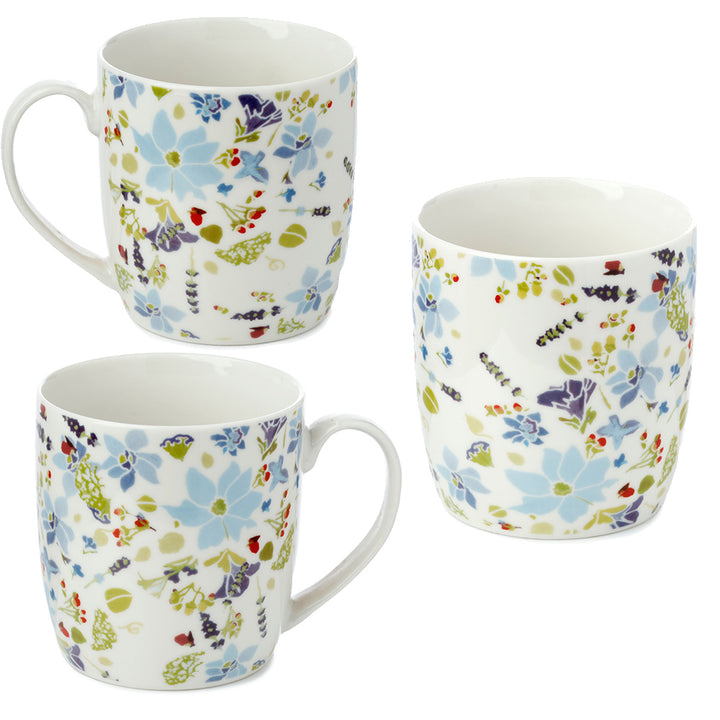 Pretty Blue Floral Porcelain Mugs | Set of Two | Julie Dodsworth | Ladies Gift