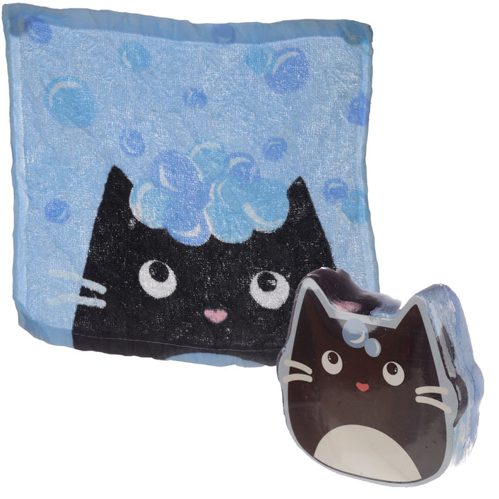 Bathtime Bubbles Cats | Compressed Flannel | Mini Gift | Cracker Filler