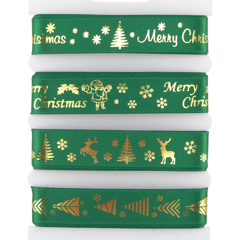 Christmas Ribbon Set | 15mm Wide | 4 Designs, Each 2m Long