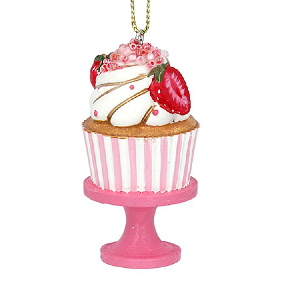 Dark Pink Base | Afternoon Tea Cupcake Hanging Ornament | Cracker Filler | Mini Gift