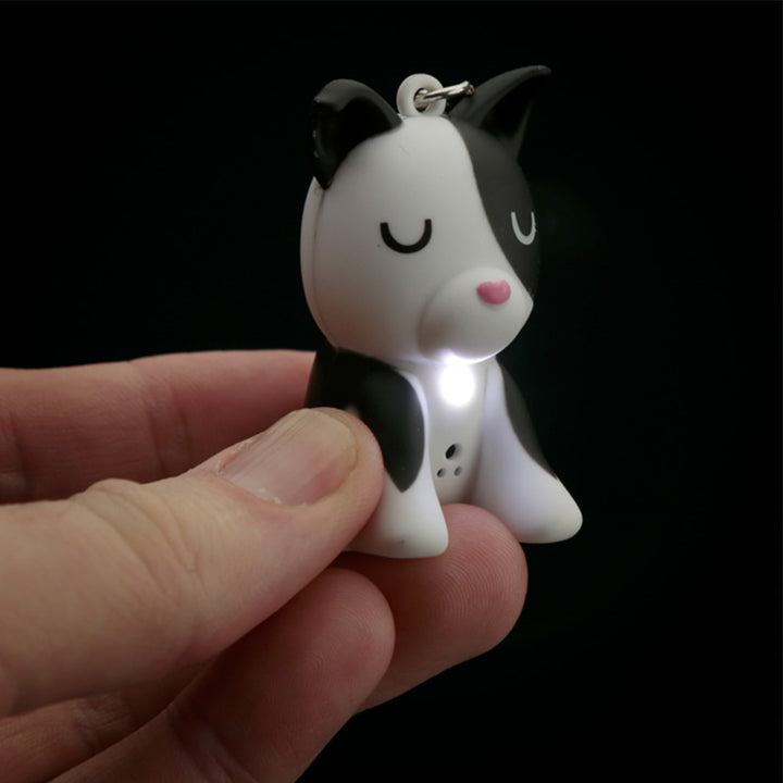 Black Dog Keyring | LED Torch & Barking Sound | Little Gift | Cracker Filler